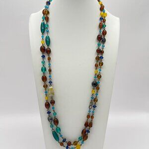 Long Single Strand Glass Bead Necklace